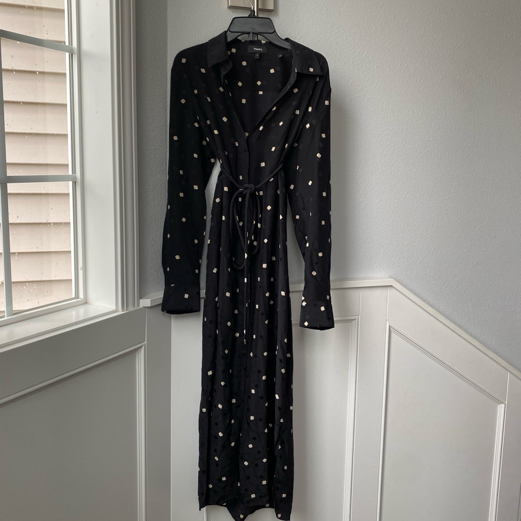Theory Black Speckled Midi Dress